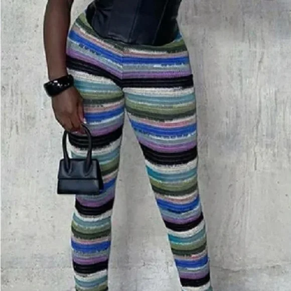 Striped Multicolor Knit Pants - Picture 2 of 2
